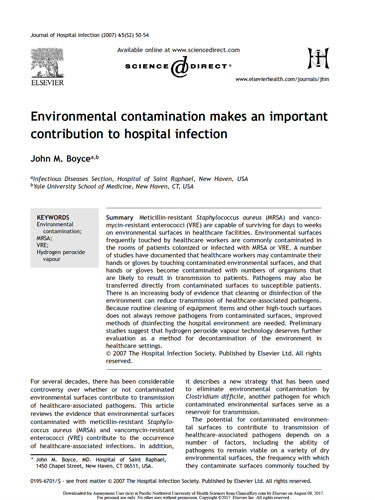 Environmental Contamination and Hospital Infection: